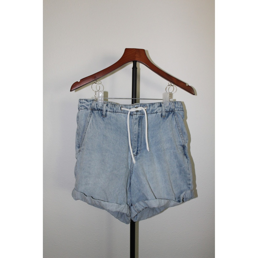 Kensie Jeans Light Wash Elastic‎ Waist Drawstring Denim Shorts Women's 6/28